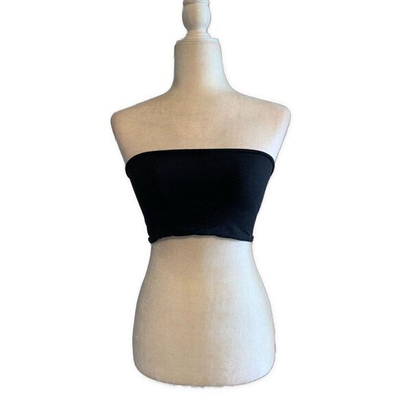 Theory Womens Solid Black Bandeux Crop Sleeve Top One Size - Picture 4 of 7